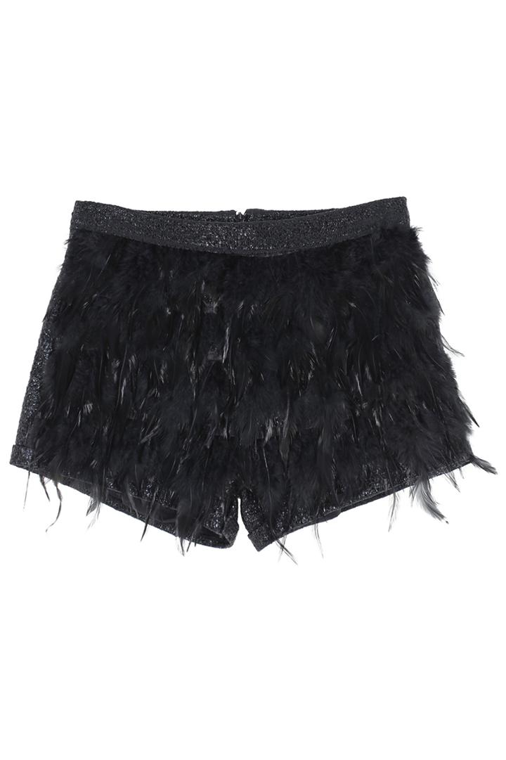 Romwe Faux Feature Embellished Shorts