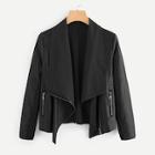 Romwe Pu Zipper Detail Lapel Jacket