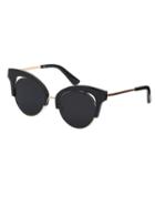 Romwe Black Frame Grey Cat Eye Lenses Sunglasses