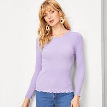 Romwe Frill Solid Sweater