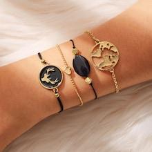 Romwe Earth & Deer Detail Bracelet 4pcs