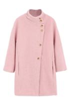 Romwe Single-breasted Loose Pink Coat