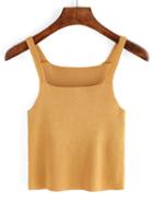 Romwe Straps Jersey Yellow Cami Top