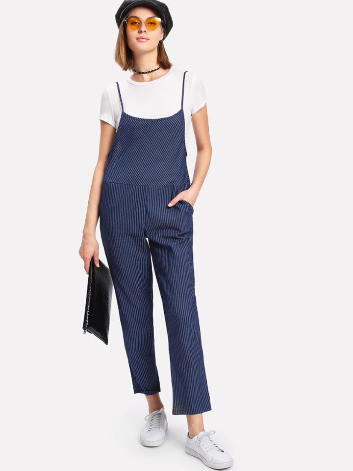 Romwe Pocket Side Striped Jumpsuit