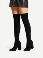 Romwe Block Heeled Over The Knee Boots