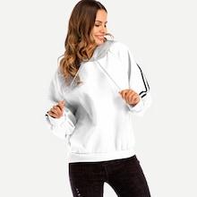 Romwe Contrast Striped Side Hoodie