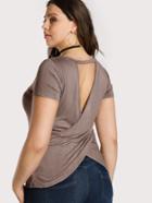 Romwe Cutout Back Fitted Tee