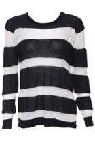 Romwe Striped Print Black Knit Jumpers