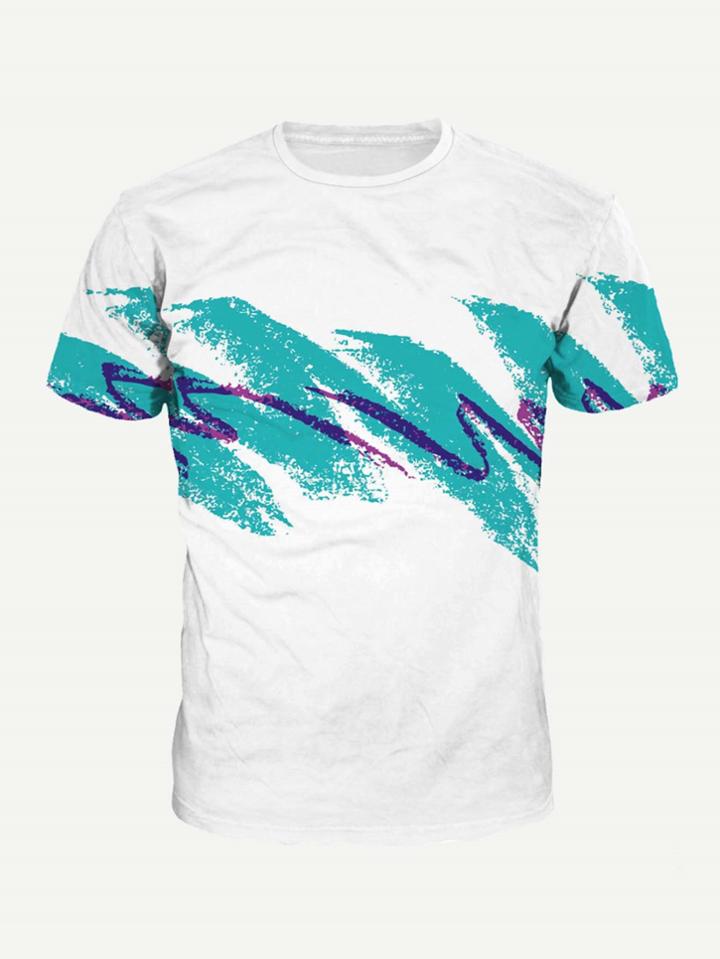 Romwe Men Oil Paint Tee
