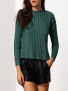Romwe Crew Neck Ribbed Green Sweater