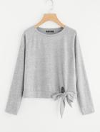 Romwe Knot Front Raglan Sleeve Tee