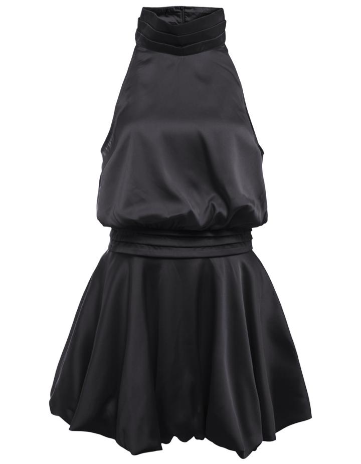 Romwe With Zipper Flare Tank Black Dress