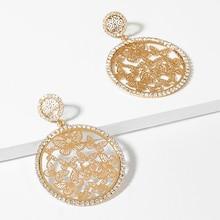 Romwe Hollow Butterfly Round Drop Earrings