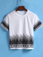 Romwe Giraffe Print Crop T-shirt