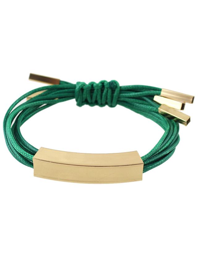 Romwe Green Braided Rope Adjustable Bracelet