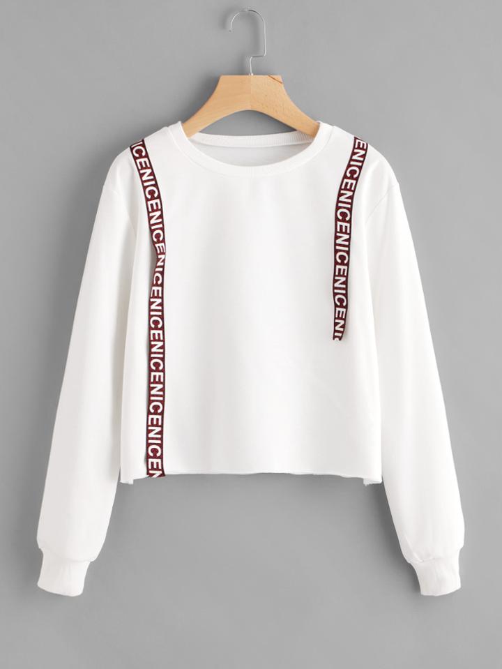 Romwe Letter Print Strap Front Sweatshirt