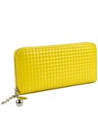 Romwe Yellow Zipper Plaid Clutch Bag