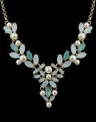 Romwe Blue Gemstone Bead Chain Necklace