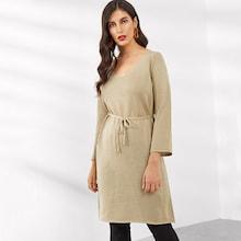 Romwe V Neck Belted Sweater