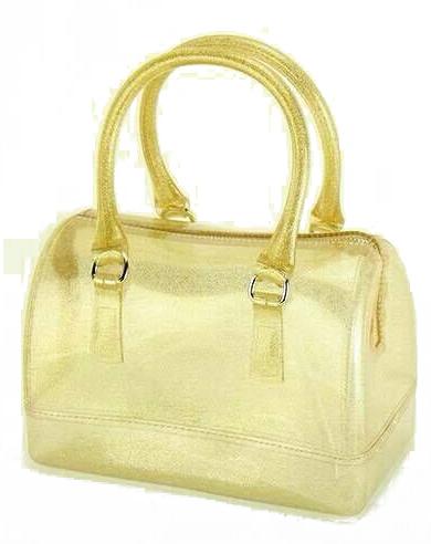 Romwe Gold Pu Zipper Tote Bag