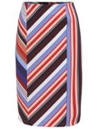 Romwe Striped Slit Pencil Skirt