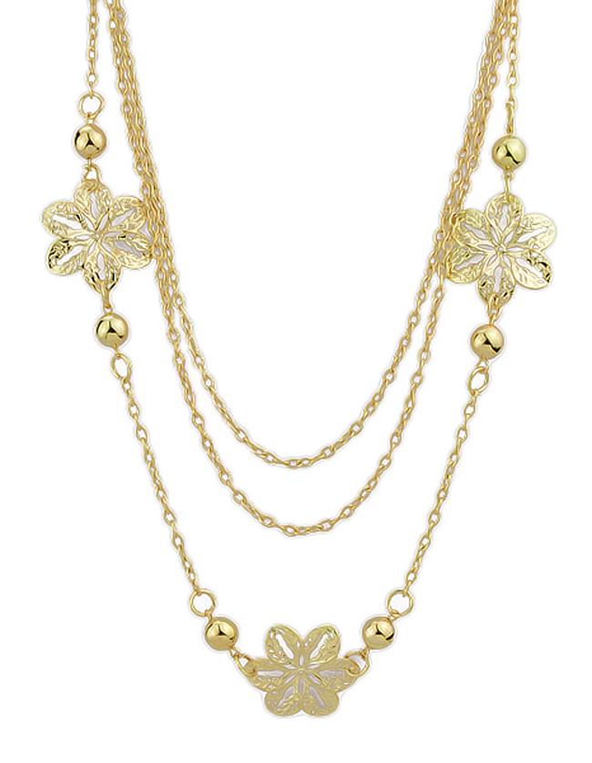 Romwe Fashion Style Gold Plated Three Layers Necklace Chain