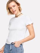 Romwe Ruffle Cuff Solid T-shirt