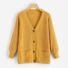 Romwe Single-breasted Solid Knit Coat