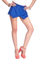 Romwe Romwe Asymmetric Zippered Blue Shorts