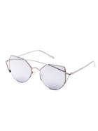 Romwe Silver Frame Smoke Lens Cat Eye Sunglasses