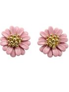 Romwe Pink Bead Flower Stud Earrings