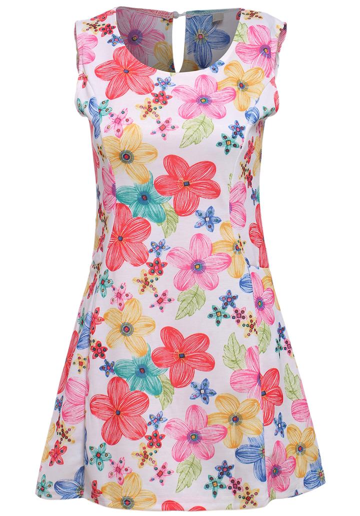 Romwe Sleeveless Floral Slim Dress