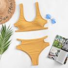 Romwe Cut-out Solid Bikini Set
