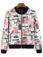 Romwe American Flag Print Jacket