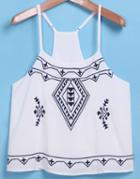 Romwe Y-back Embroidered Vest