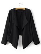 Romwe Black Asymmetric Pocket Blazer