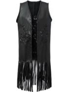 Romwe Embroidered Hollow Tassel Vest