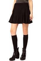 Romwe Black Zippered Pleated Skirt