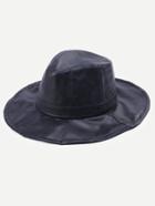 Romwe Black Faux Leather Fedora Hat