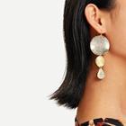 Romwe Textured Disc Layered Drop Earrings