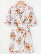 Romwe Tiered Flounce Surplice Floral Dress