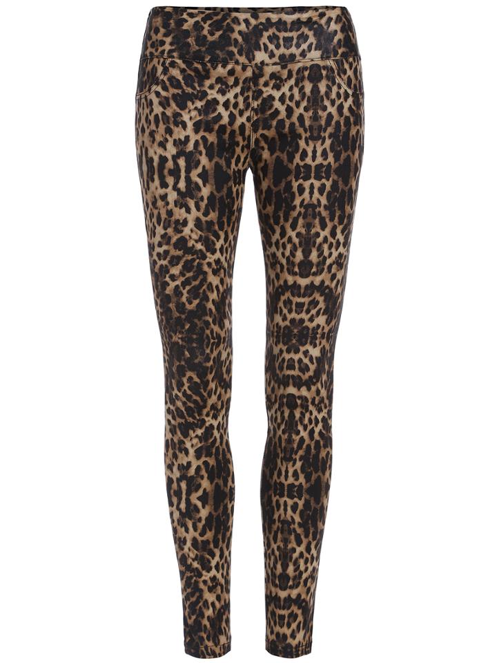 Romwe Elastic Waist Leopard Yellow Leggings