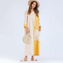 Romwe Contrast Stripe Pocket Longline Dress