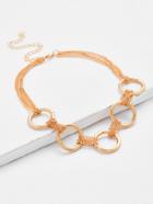 Romwe Ring Design Layered Choker Necklace