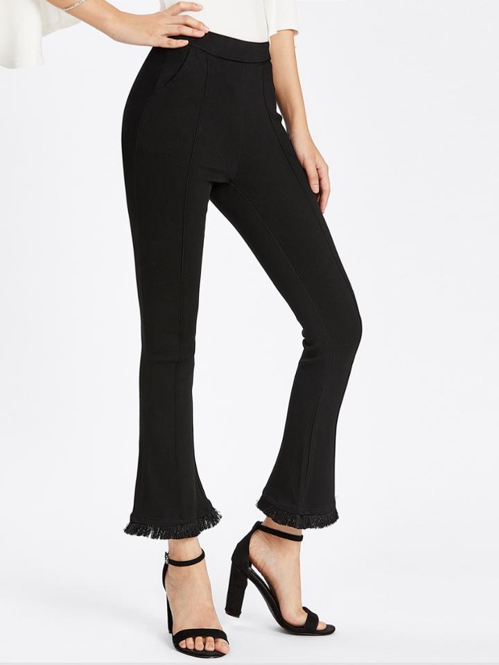 Romwe Ripped Hem Flare Jeans