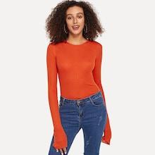 Romwe Solid Skinny Tee