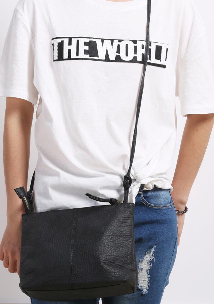 Romwe Black Vintage Zipper Shoulder Bag