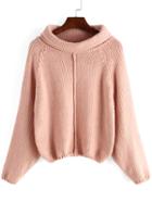 Romwe Women Turtleneck Loose Pink Sweater