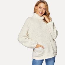 Romwe Pocket Side Longline Sweatshirt