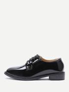Romwe Black Patent Leather Lace Up Shoes